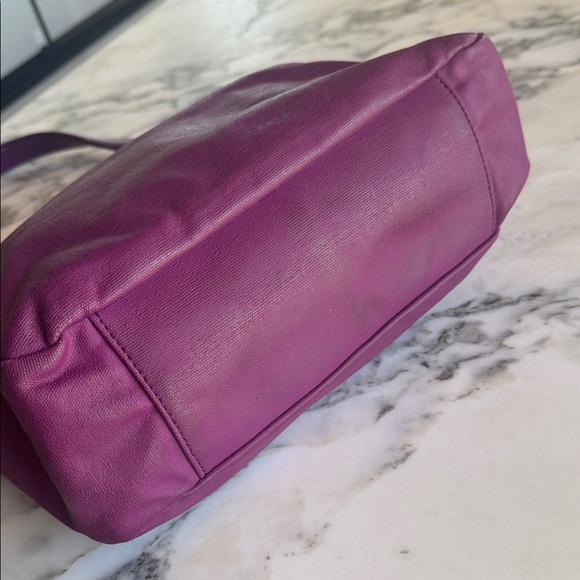 Tory Burch Purple Logo Coated Canvas Tote Bag Hobo - Picture 5 of 14